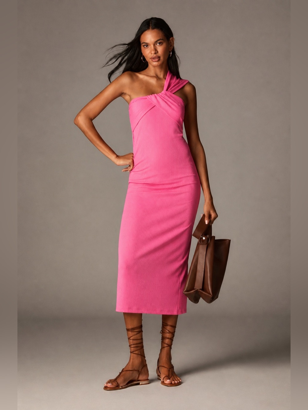 Porridge Antonia Twist Front Ribbed maxi dress